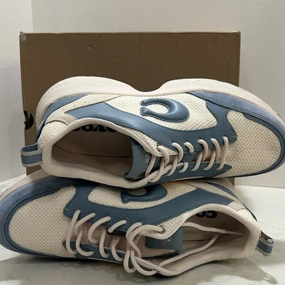 Coach Women's Blue and White Sneakers - Picture 3 of 14